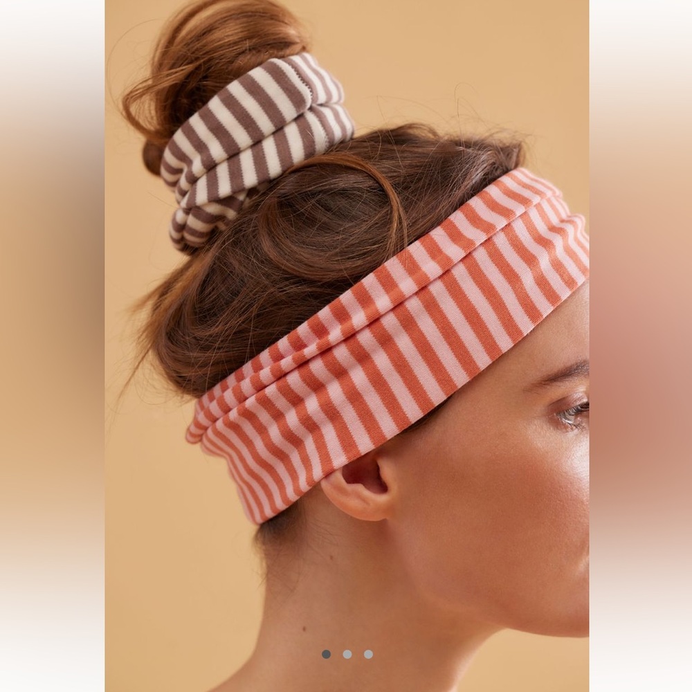 Free People Super Wide Stripe Soft Headband - Salmon Pink
